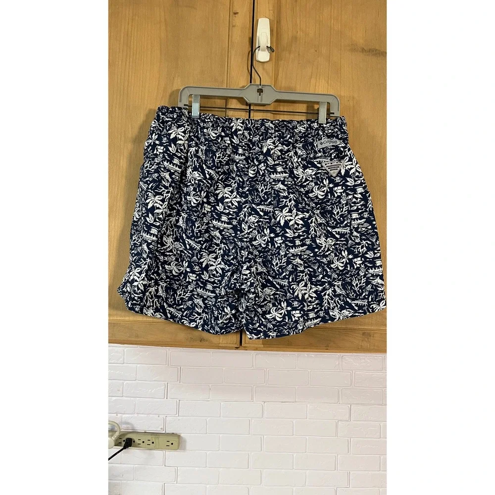 Columbia Swim Trunks Men's XL Blue‎ Tropical PFG Mesh Lined Shorts